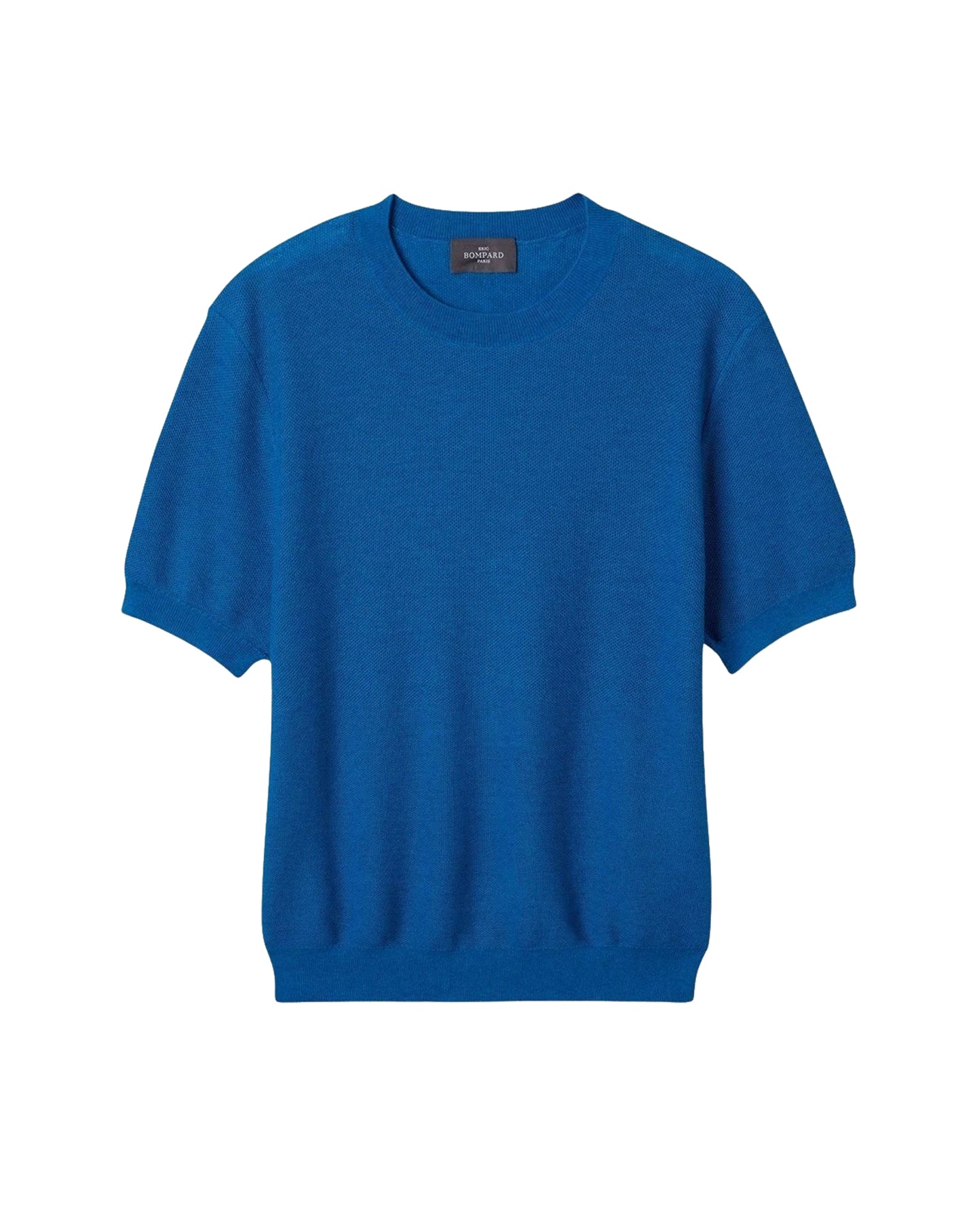 Cotton crew-neck jumper with a textured knit - Brunnera Blue