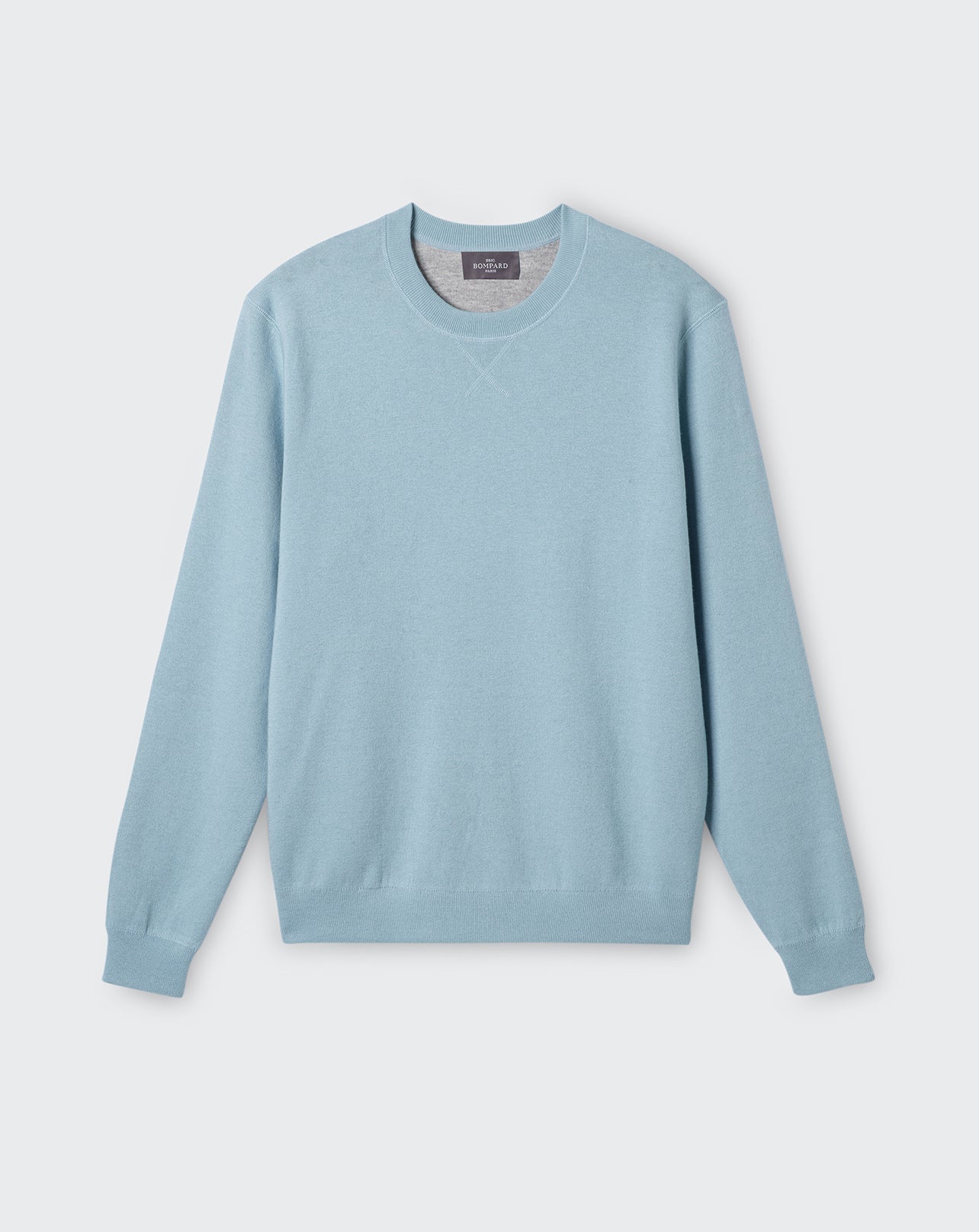 RECO130Pull Col Rond Double Face - Bleu Glaz/Gris Argente