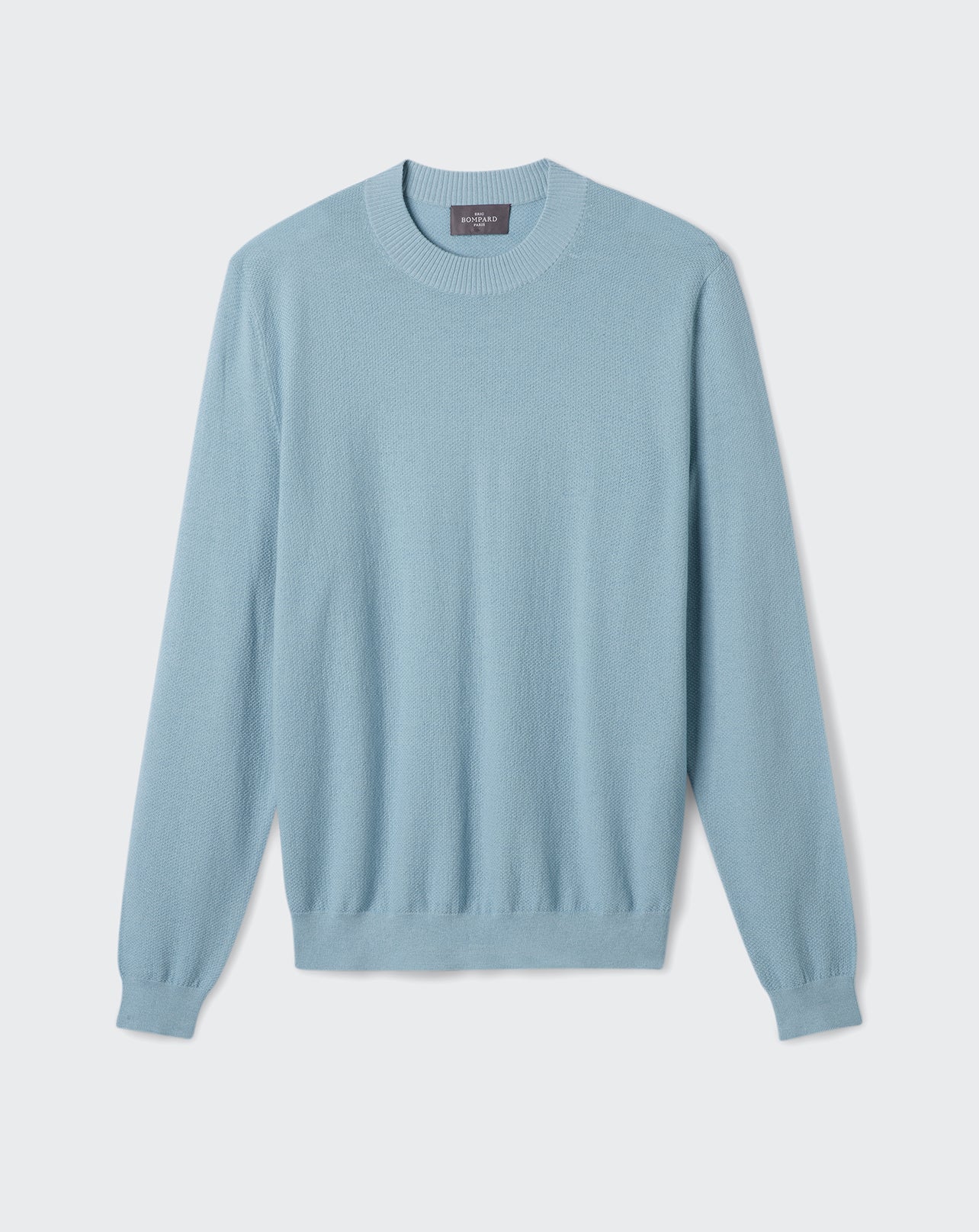 RECO110Pull Col Rond Ultrafin Guernesey - Bleu Glaz