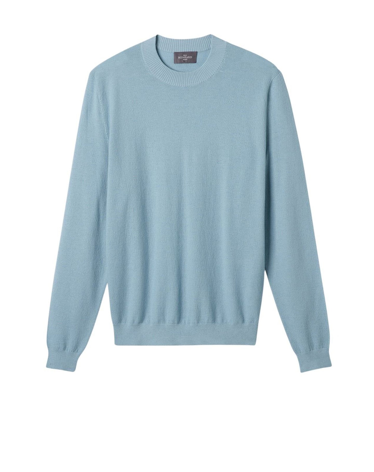 RECO110Pull Col Rond Ultrafin Guernesey - Bleu Glaz