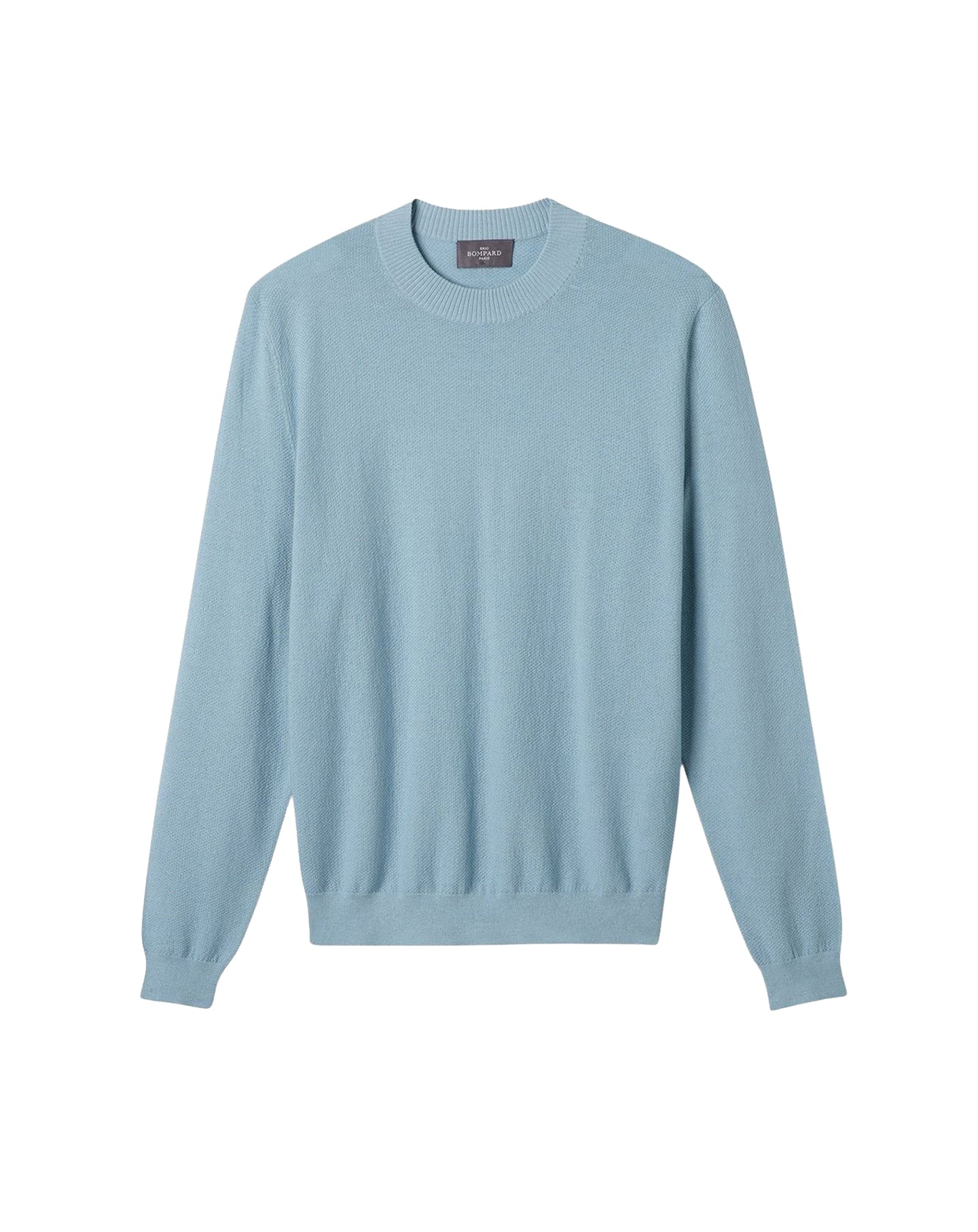 Ultra-fine Guernsey cotton crew-neck jumper - Glaz Blue