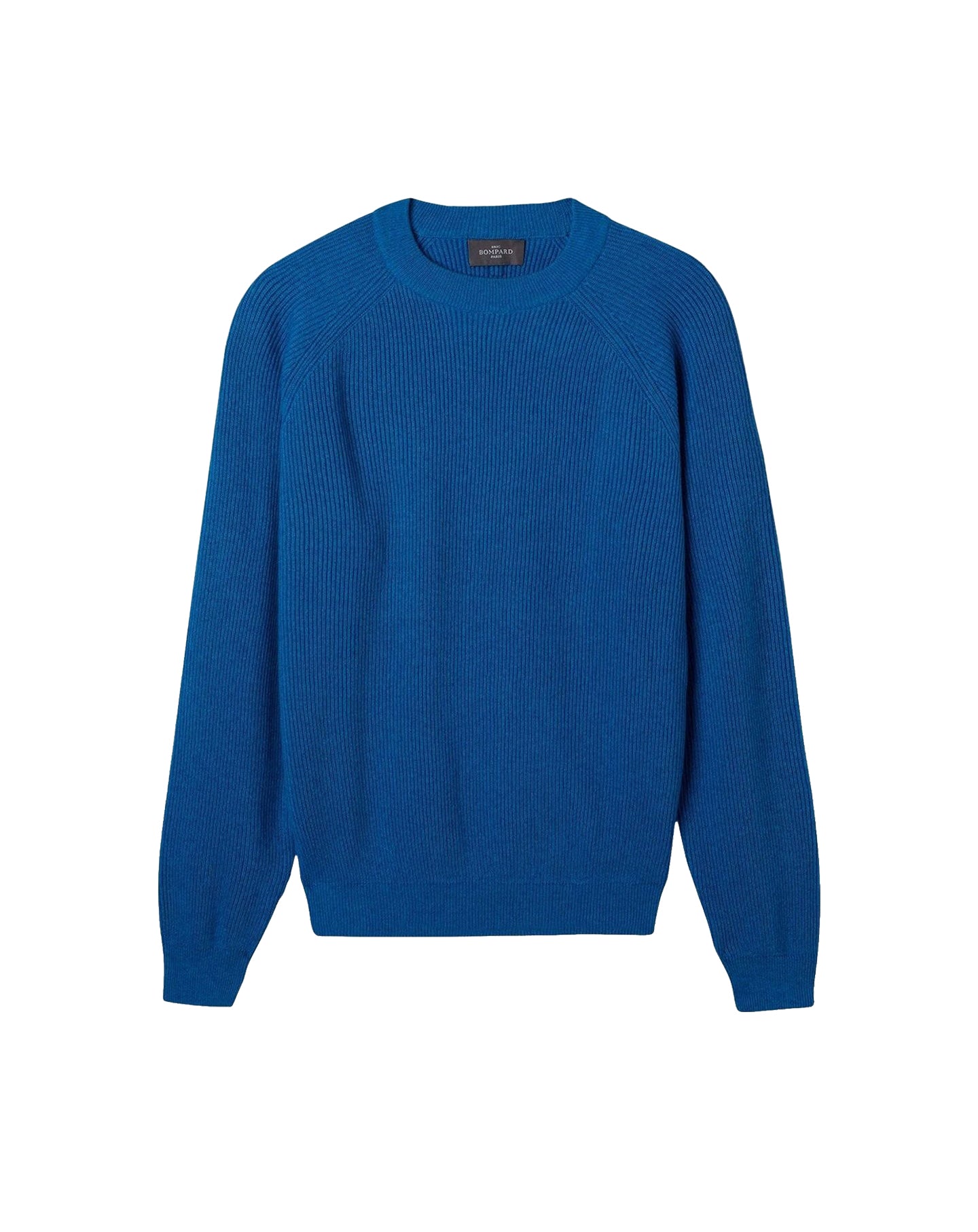 Cotton crew-neck jumper with English ribbing - Brunnera Blue