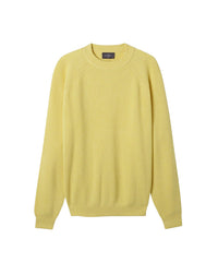 Cotton crew-neck jumper with English ribbing - Buvard Yellow