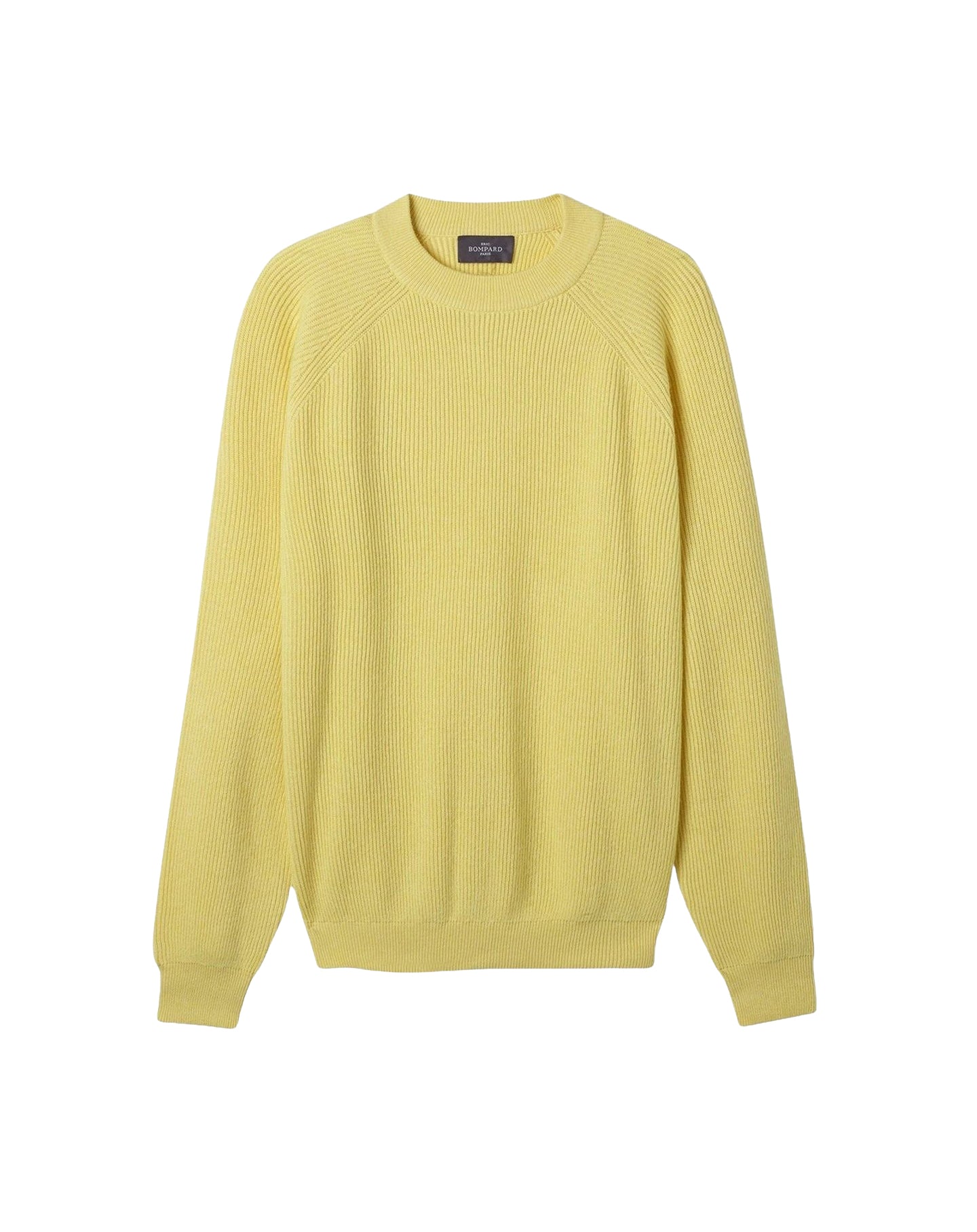 Cotton crew-neck jumper with English ribbing - Buvard Yellow