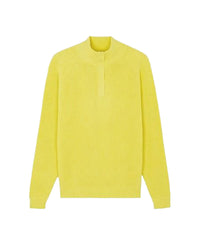 Pull col camionneur à côtes en coton -  Jaune Tennis