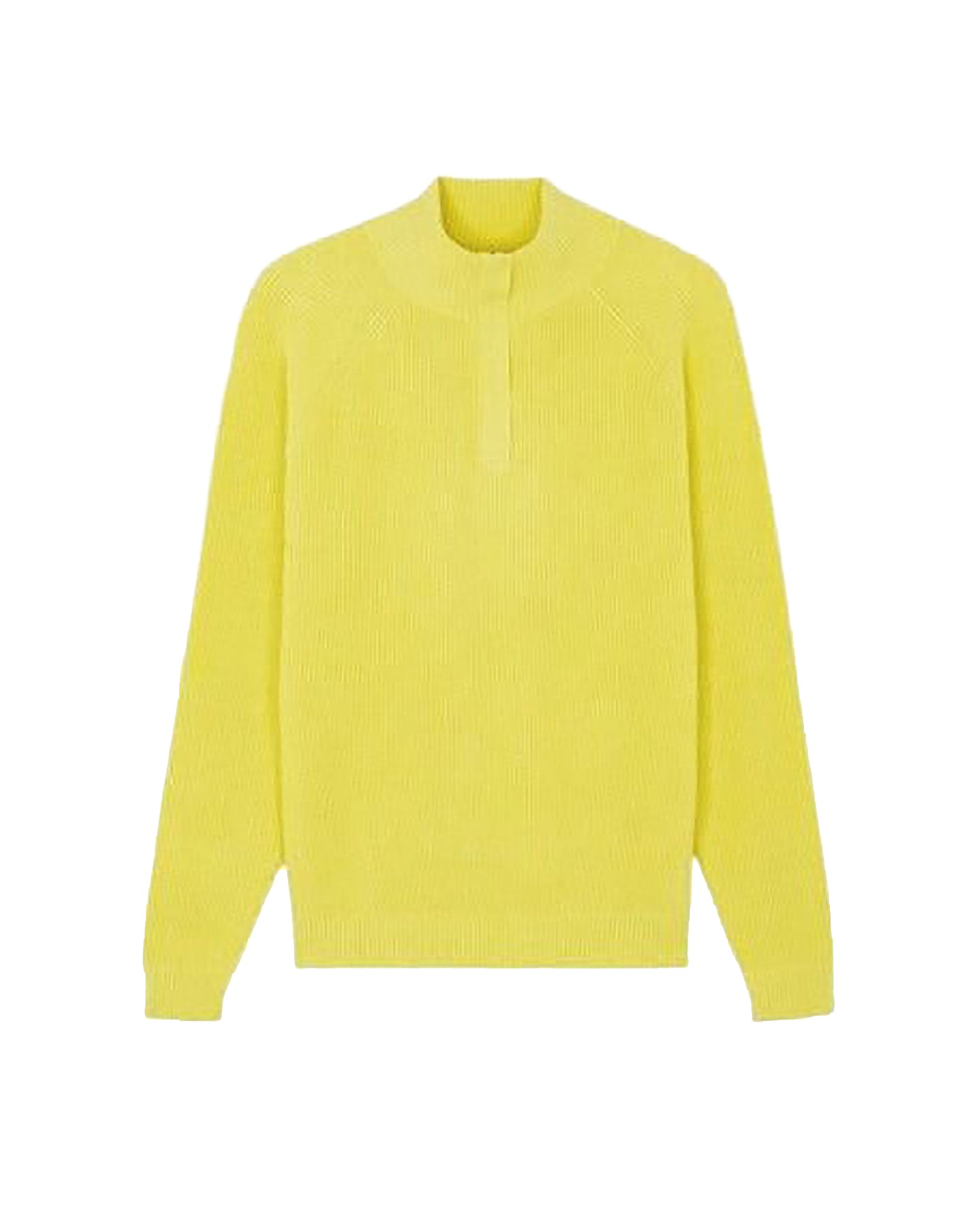 Pull col camionneur à côtes en coton -  Jaune Tennis