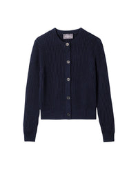 Gilet court en soie et coton -  Marine