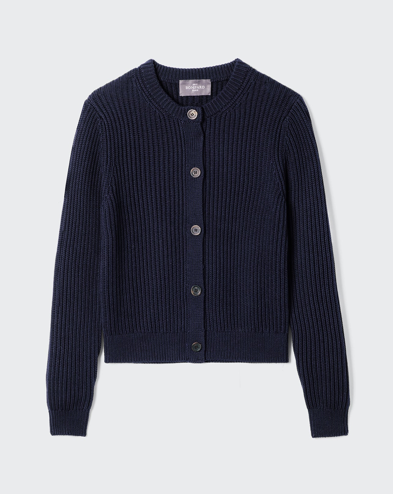 RECO150Cardigan Court En Soie Et Coton - Marine