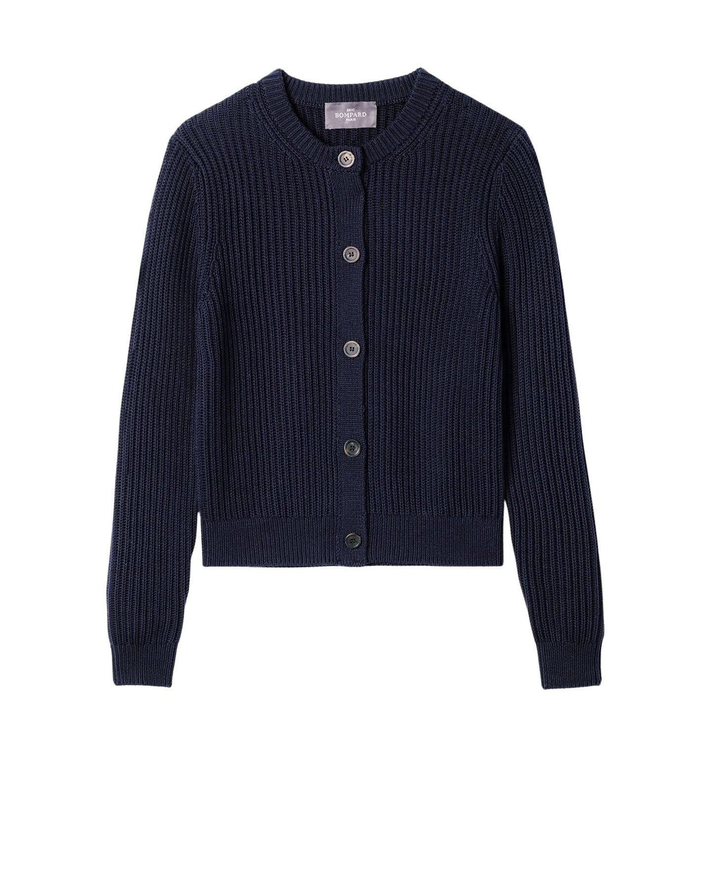 RECO150Cardigan Court En Soie Et Coton - Marine