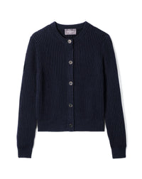 RECO150Cardigan Court En Soie Et Coton - Marine