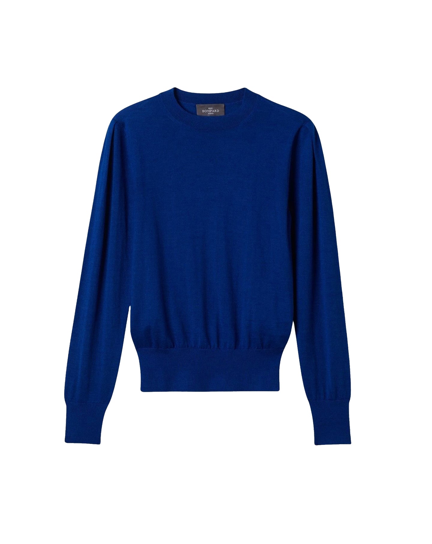 Pull col rond ultrafin détail épaule en cachemire -  Bleu Delphinium