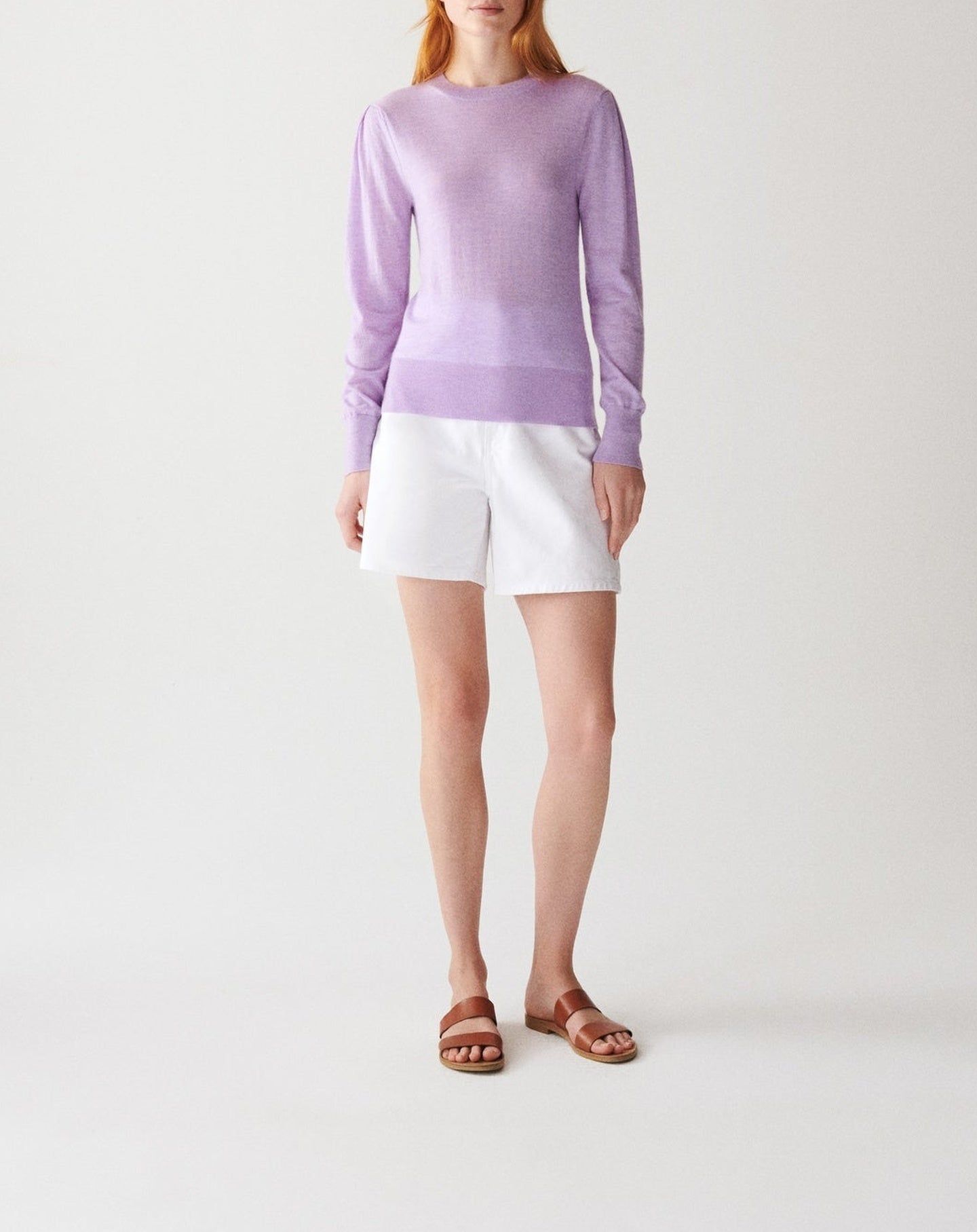 Pull col rond ultrafin détail épaule en cachemire -  Lilibeth