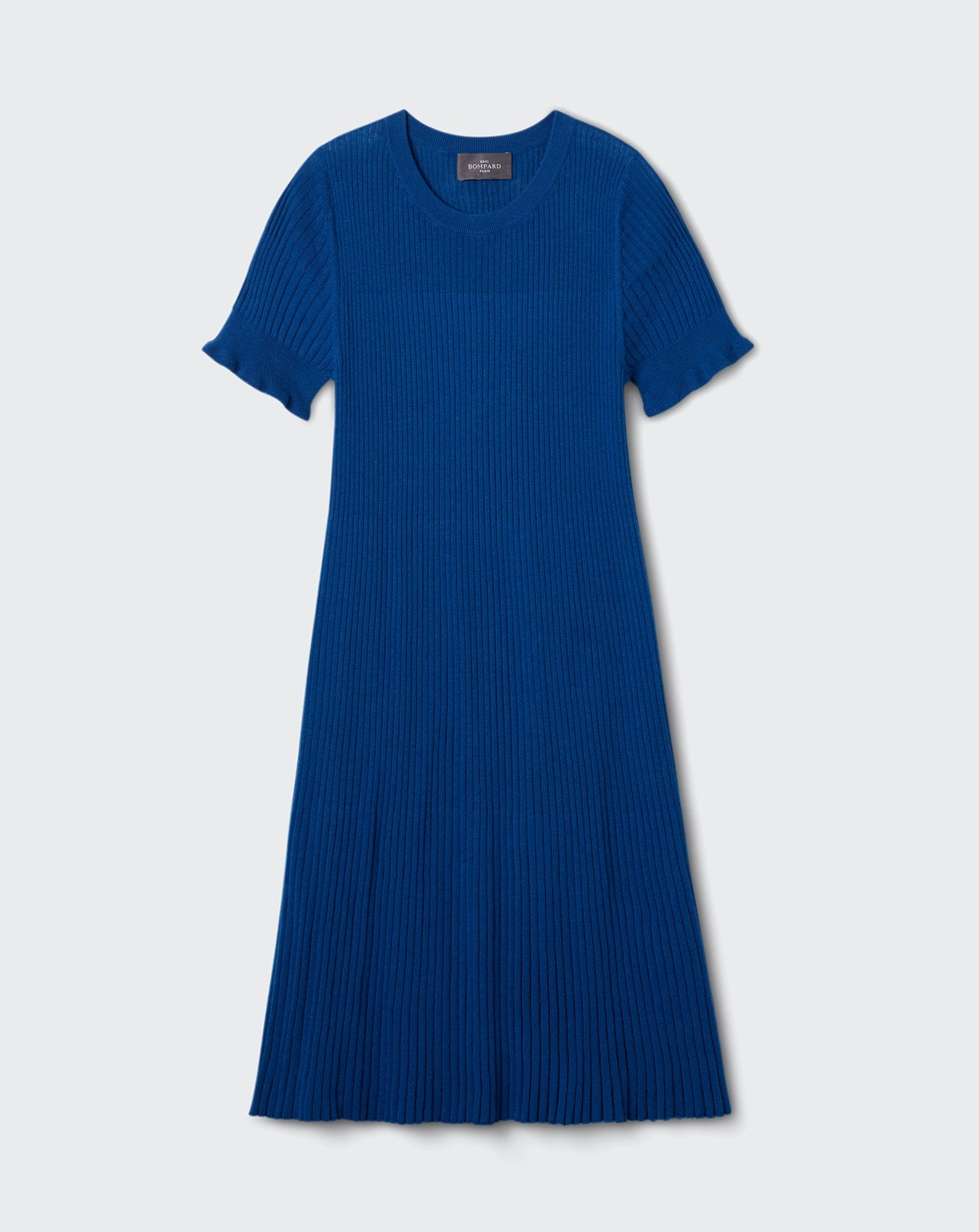 RECO115Robe Courte Évasée Plissée - Bleu Delphinium