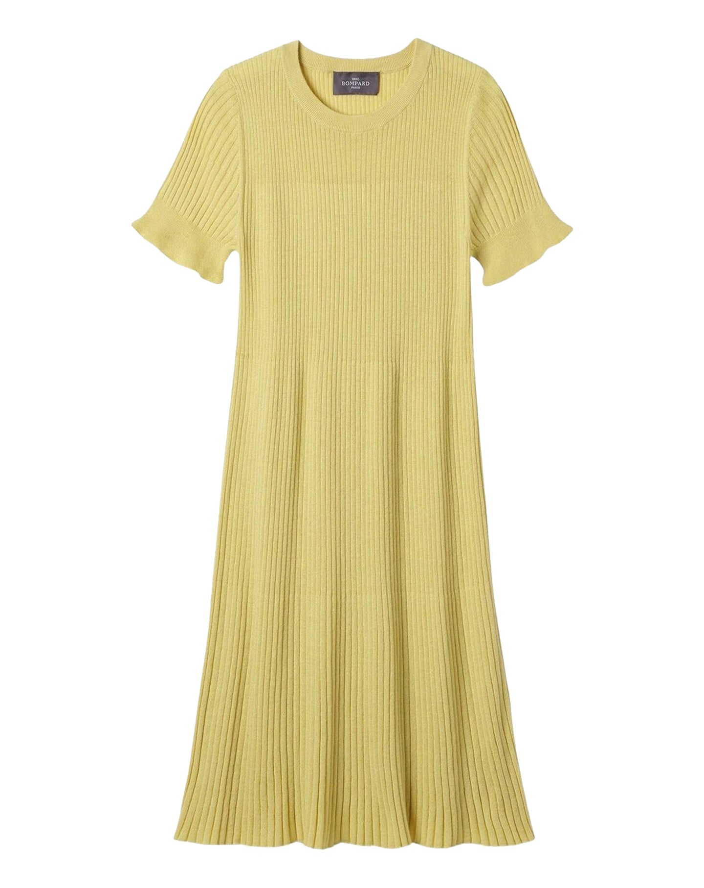 Short, flared, pleated cotton dress - Buvard Yellow