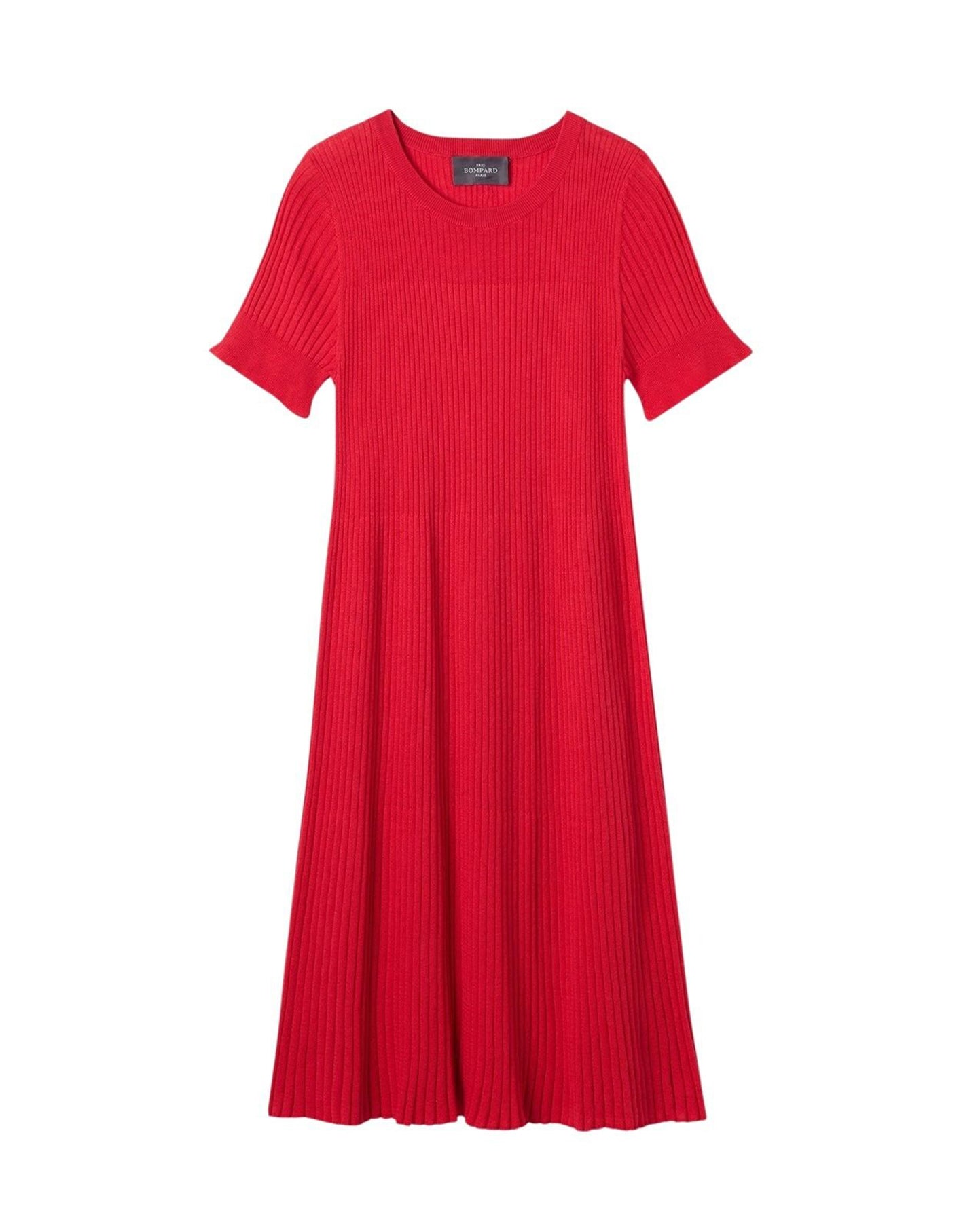 RECO115Robe Courte Évasée Plissée - Rose Festival