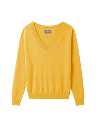 Short V-neck cashmere jumper - Golden Yellow