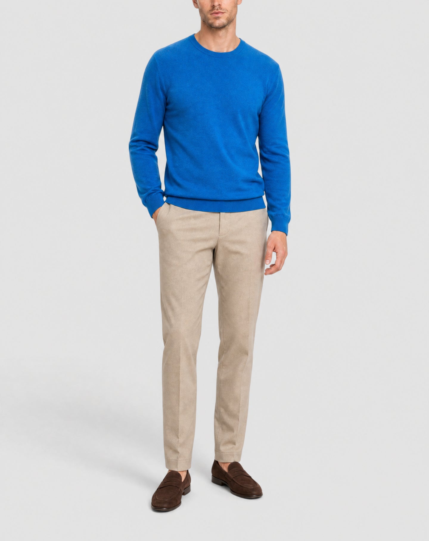 Cotton crew-neck jumper - Browner Blue