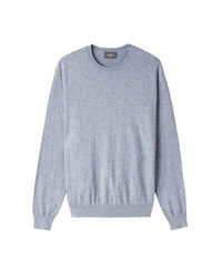 Cotton crew-neck jumper - Mountain Blue