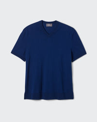RECO115Pull V Ultrafin Manches Courtes - Marine