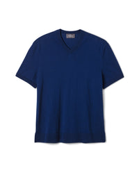 RECO115Pull V Ultrafin Manches Courtes - Marine