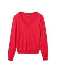Ultra-fine V-neck jumper in cashmere and cotton - Festival Pink