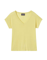 T-shirt col v en cachemire -  Jaune Buvard