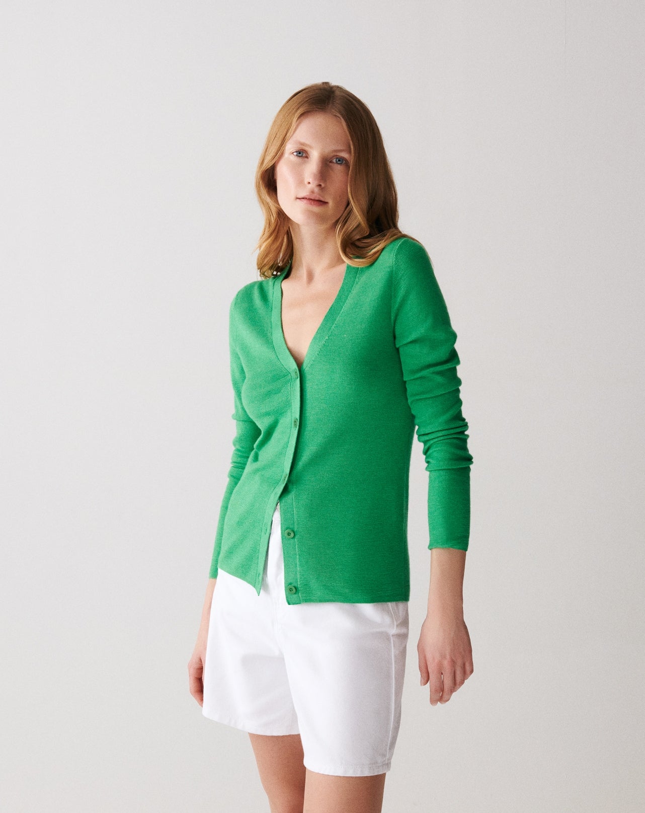 RECO135Gilet Maille Unie - Vert Tupper