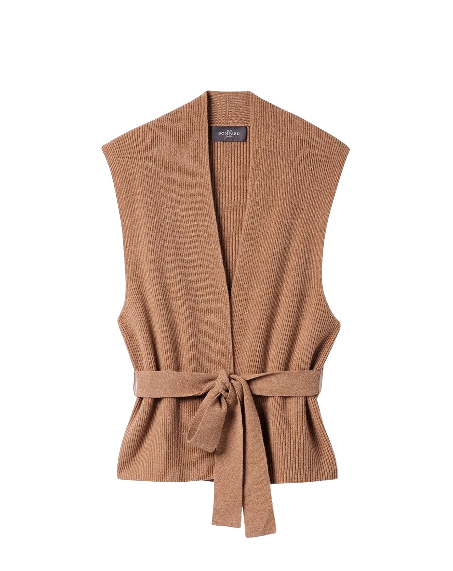 Veste sans manches ceinturée en cachemire -  Caramel