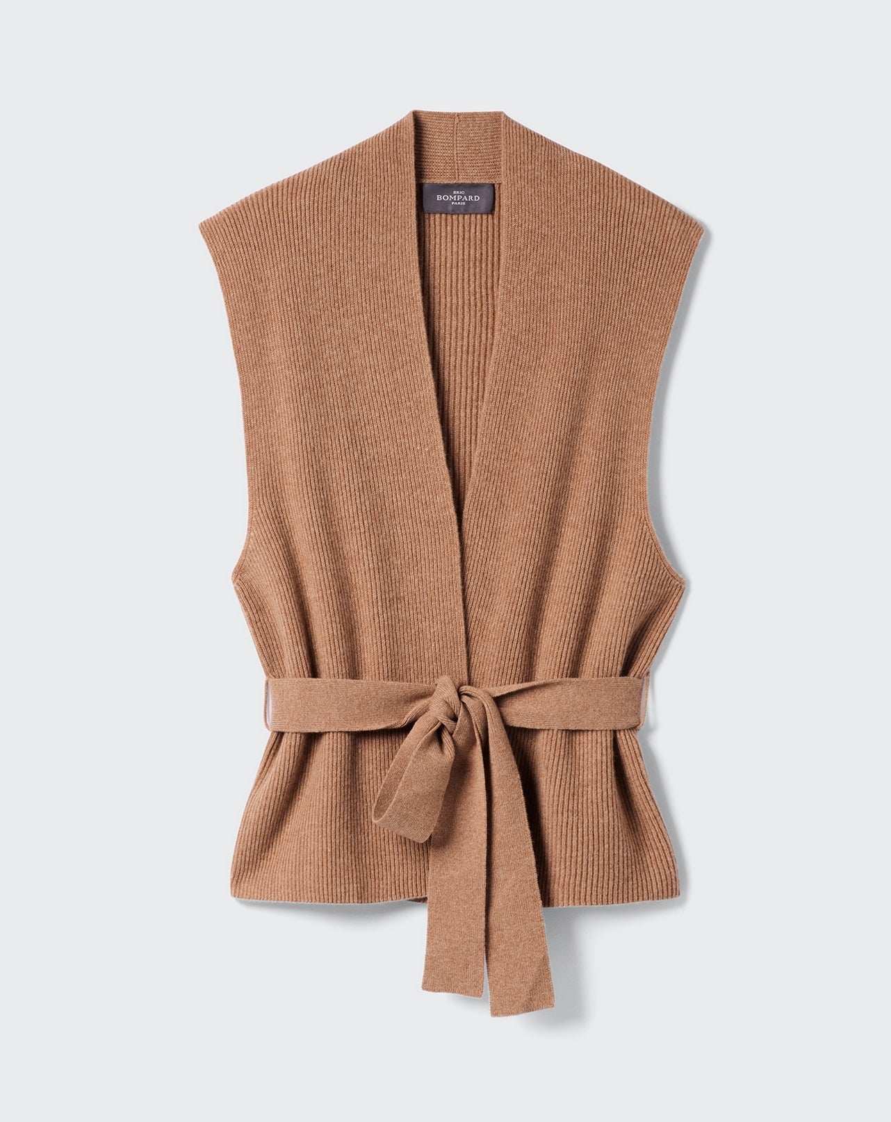 RECO130Veste Cosy Sans Manches Ceinturée - Caramel