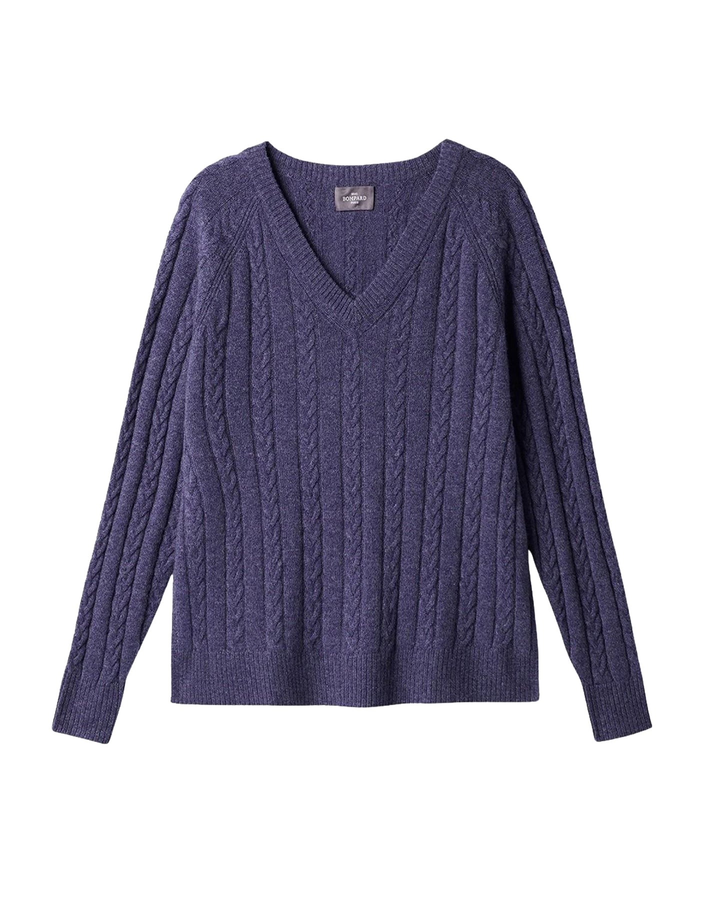 V-neck cable-knit cashmere jumper - Iolite