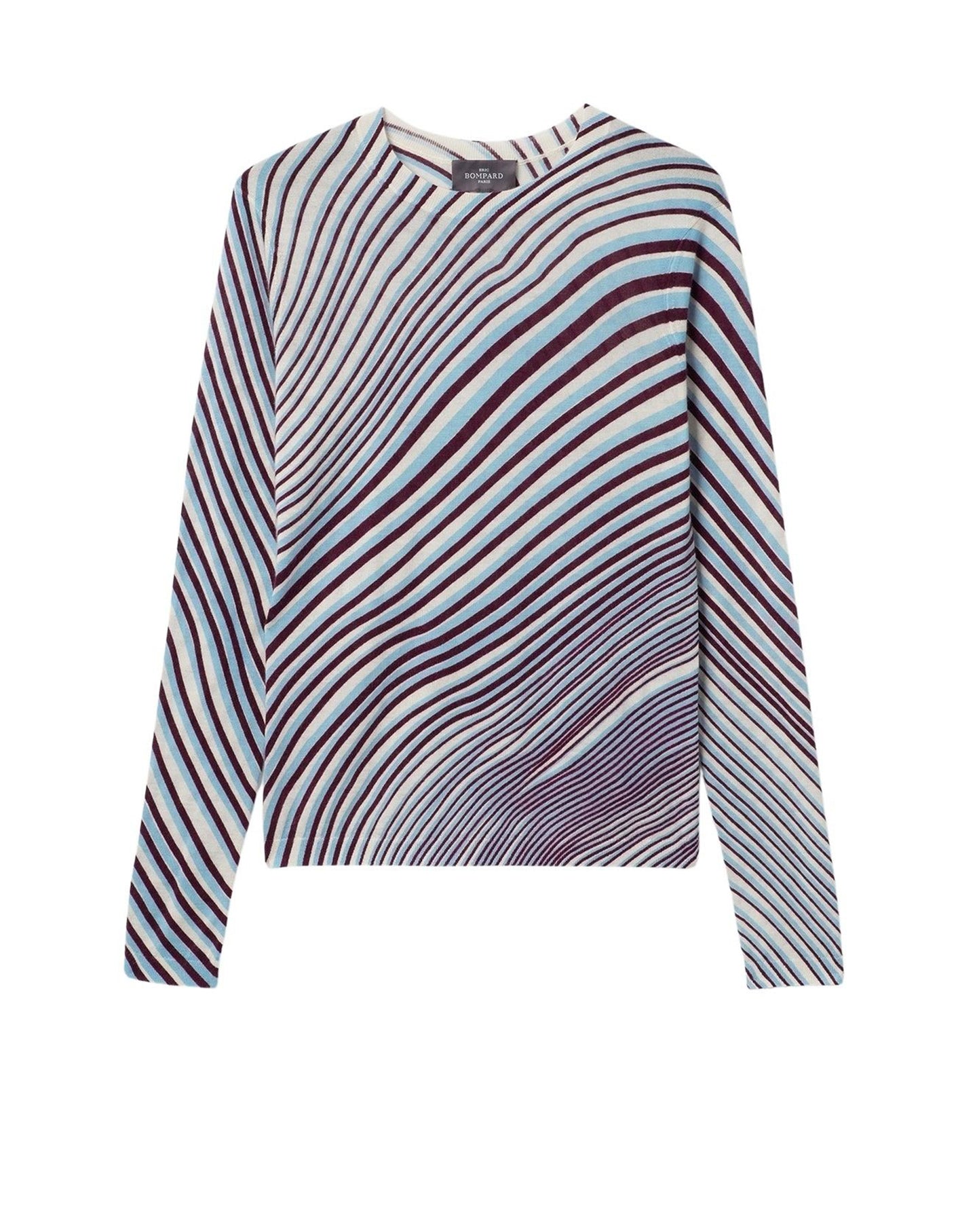 RECO115Pull Col Rond Ultrafin Imprimé - Bleu Rif