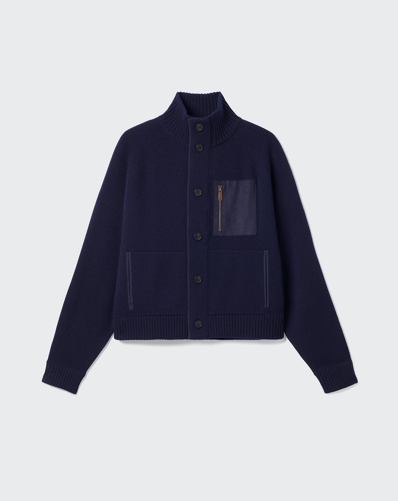 RECO250Blouson À Finitions Effet Daim - Marine