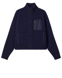 RECO250Blouson À Finitions Effet Daim - Marine