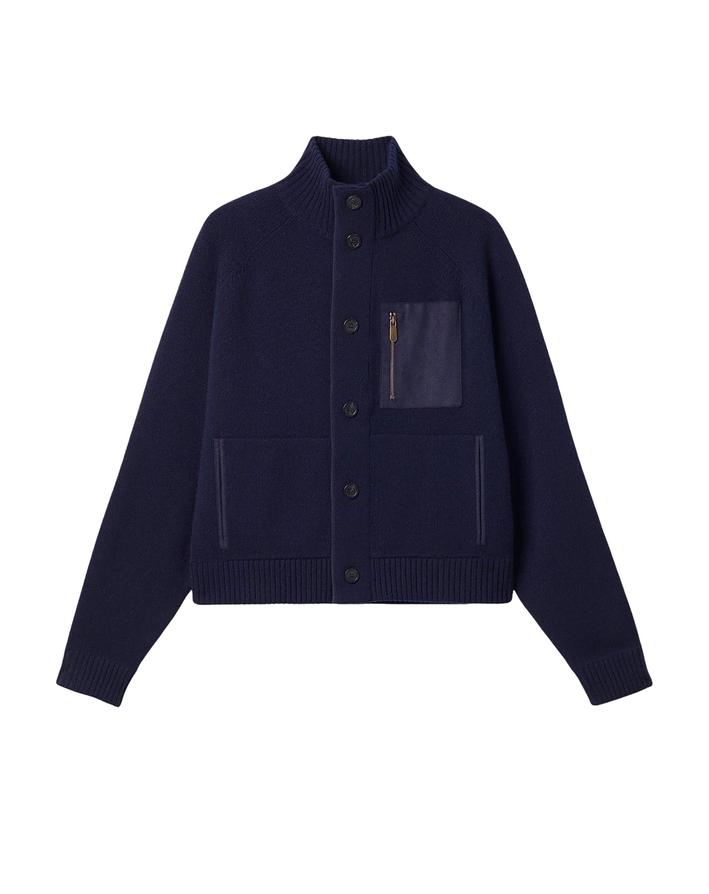Blouson à finitions effet daim en cachemire -  Marine