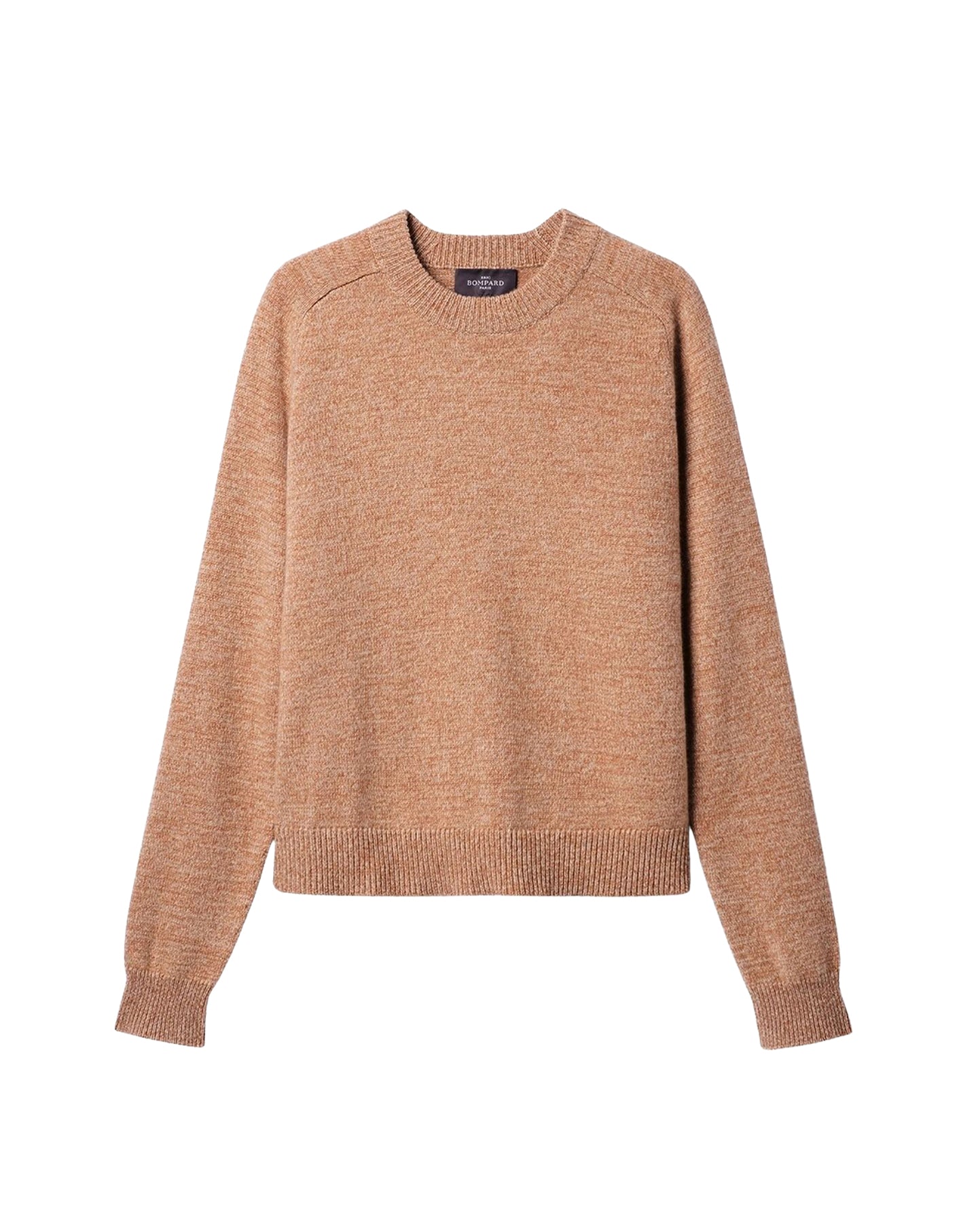 Pull col rond mouliné en cachemire -  Caramel