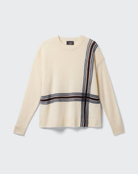 RECO180Pull Col Rond Imprimé Tartan - Naturel