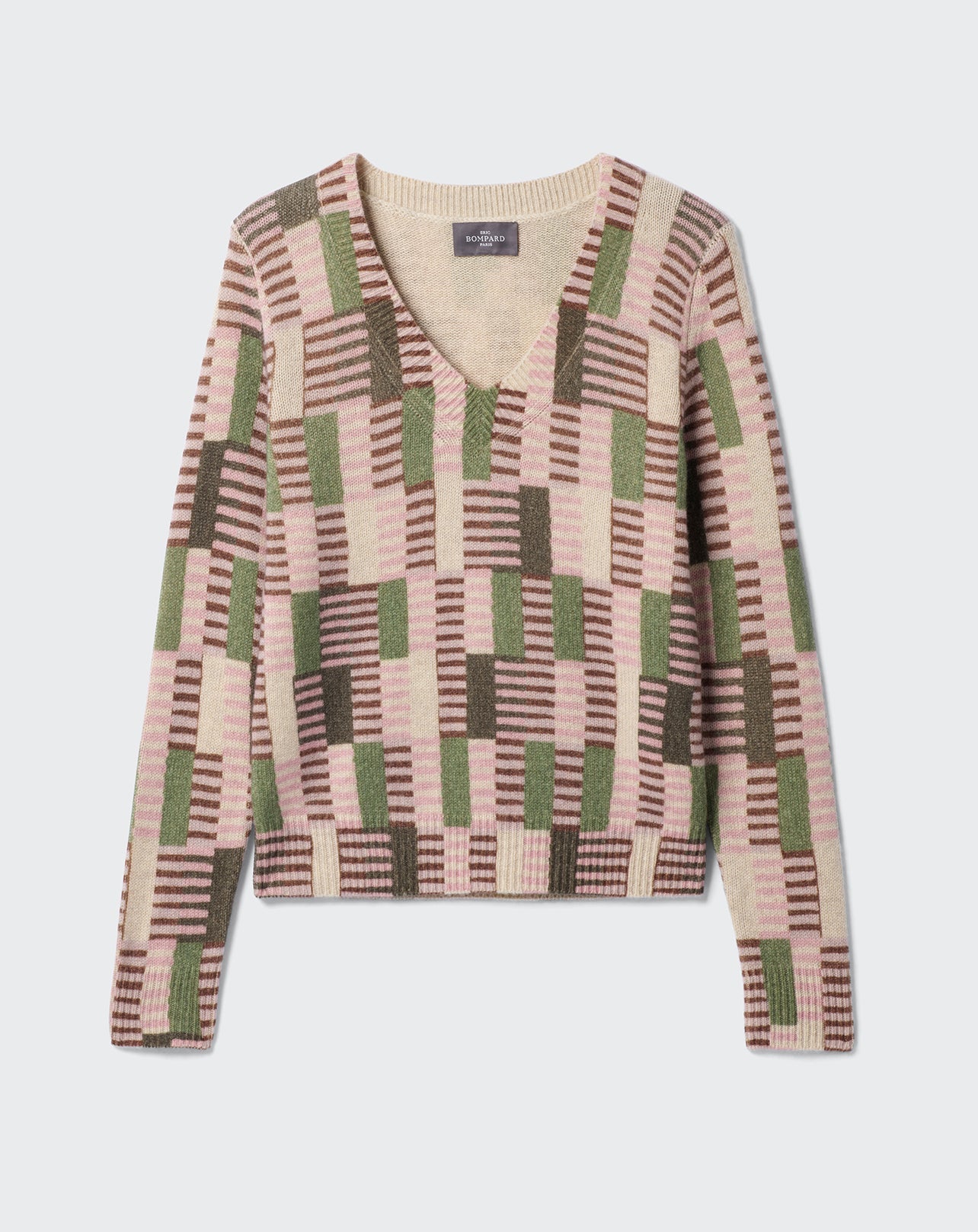 RECO170Pull V Imprimé Mosaïque - Rose Loukoum
