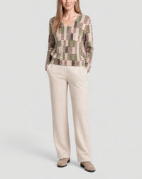 Printed cashmere V-neck jumper - Loukoum Pink