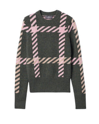 RECO155Pull Col Rond Jacquard Maxi Tartan - Chasse