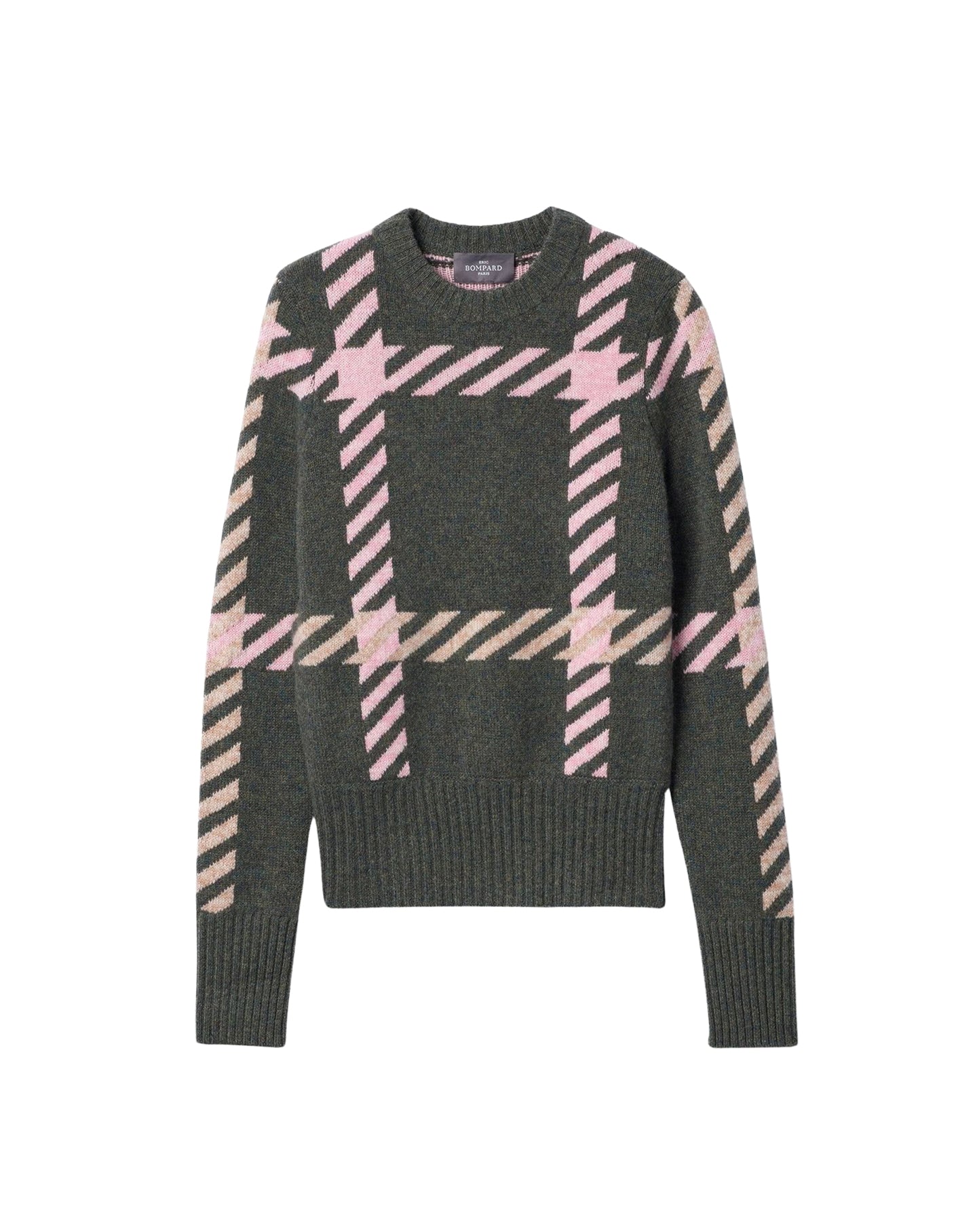 Pull col rond jacquard maxi tartan en cachemire -  Chasse