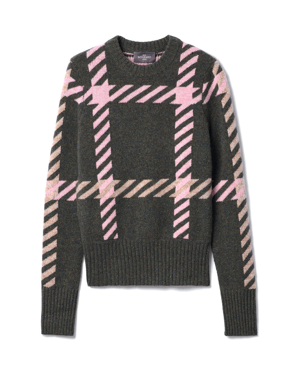RECO155Pull Col Rond Jacquard Maxi Tartan - Chasse