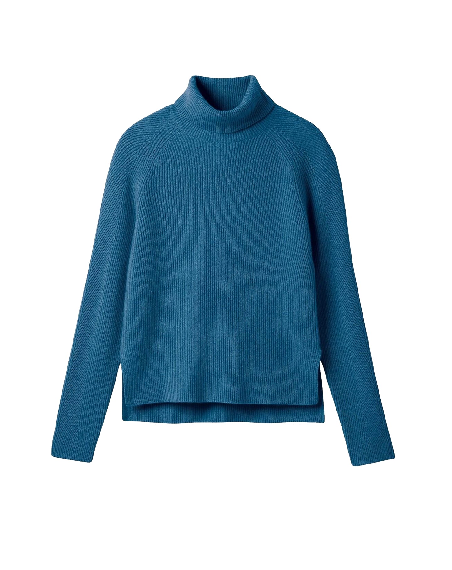 Cashmere roll-neck jumper with hammer sleeves - Canoe Blue
