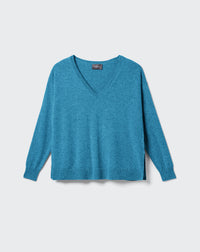 RECO130Pull Col V Ample Fin - Bleu Canoe