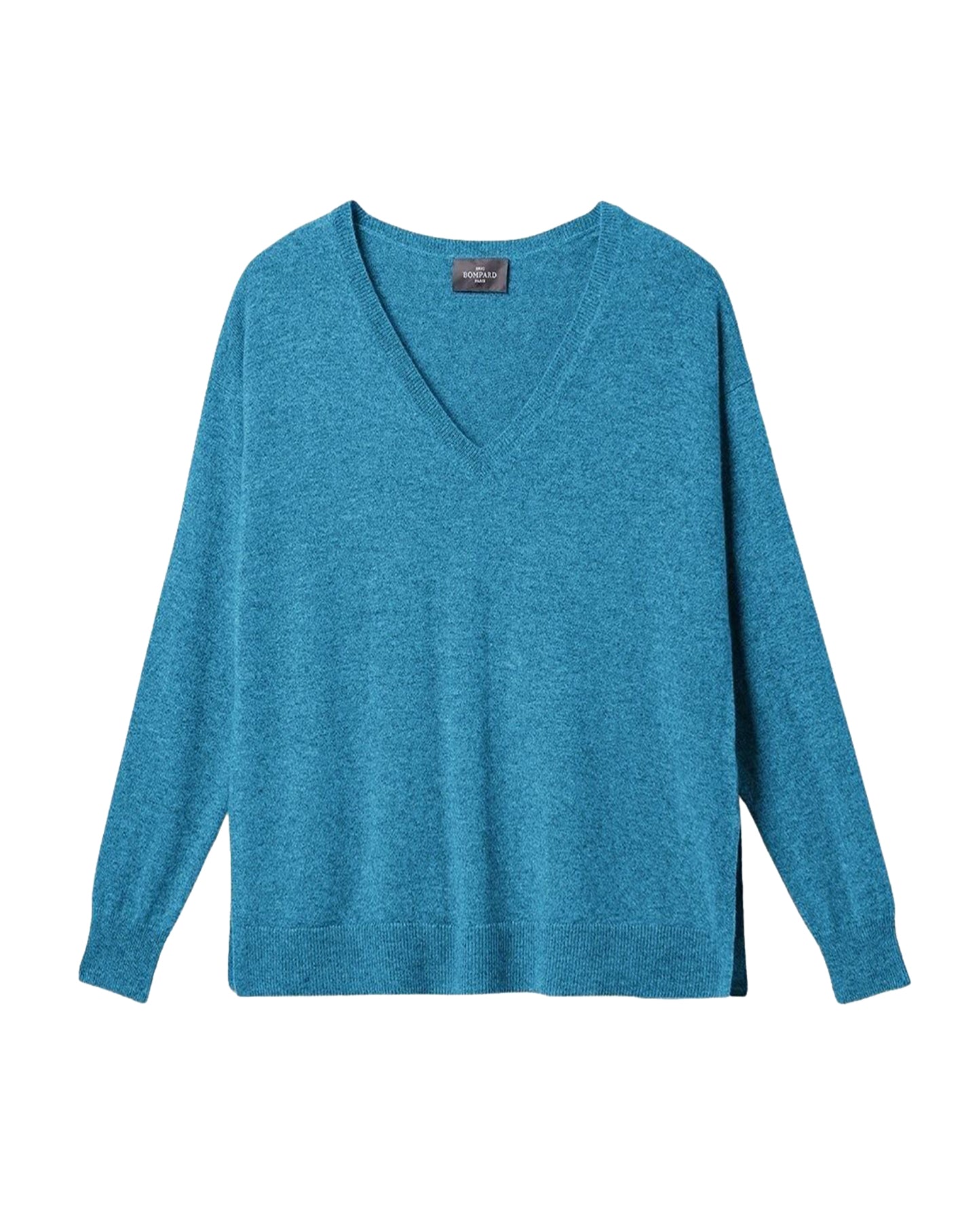 Loose-fitting, lightweight V-neck cashmere jumper - Canoe Blue