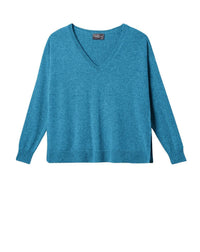 RECO130Pull Col V Ample Fin - Bleu Canoe