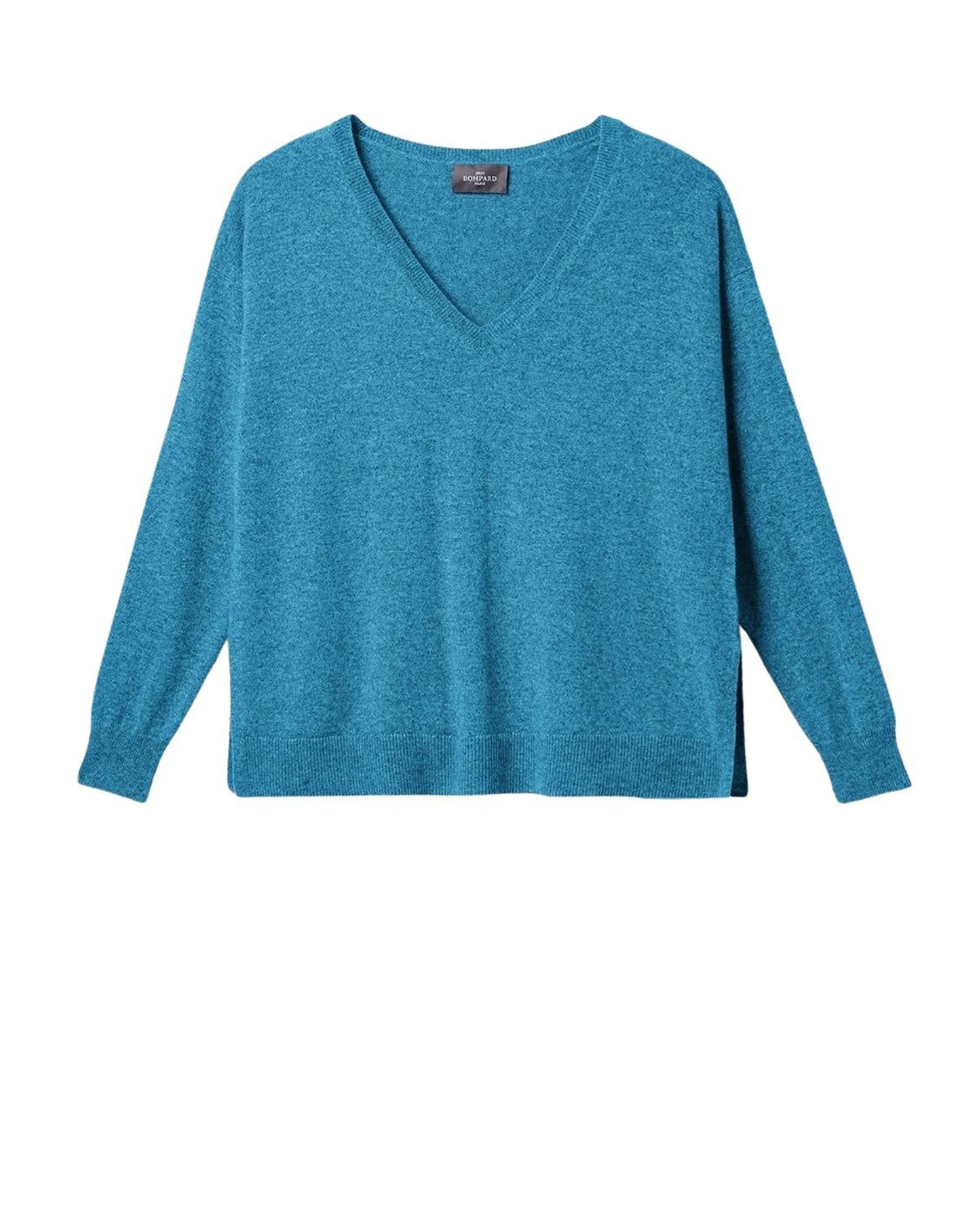 RECO130Pull Col V Ample Fin - Bleu Canoe
