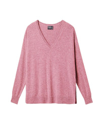 Loose-fitting, fine-gauge V-neck cashmere jumper - Loukoum Pink
