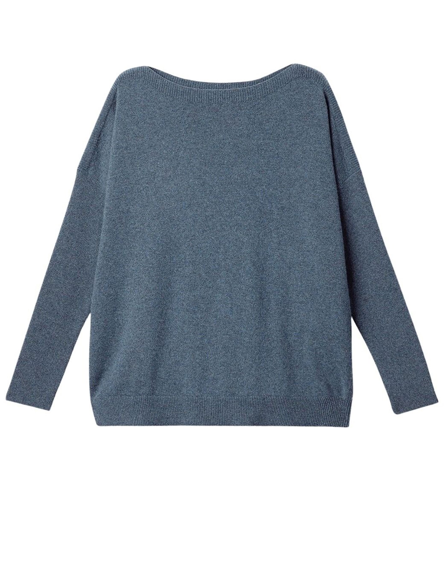 RECO145Pull Col Bateau Oversize - Bleu Mineral