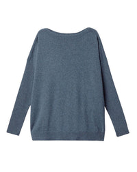 Pull col bateau oversize en cachemire -  Bleu Mineral
