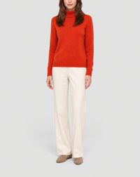 Fitted cashmere roll-neck jumper - Cinabre
